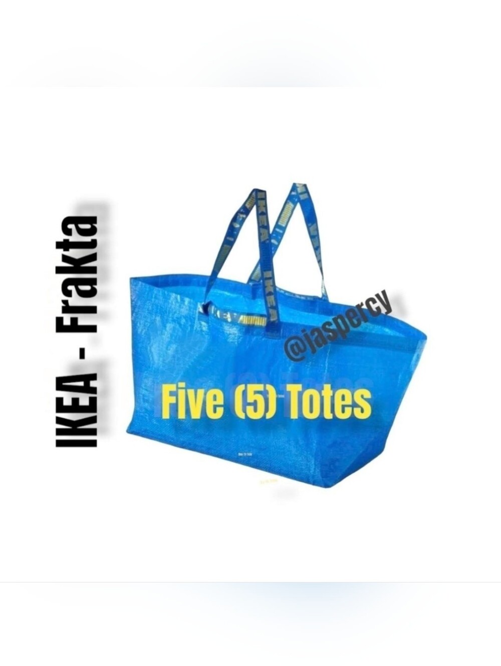 IKEA FRAKTA -Five (5)  Extra Large Blue Reusable Shopping Laundry Tote Eco Bag